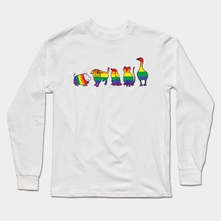 Cute Animals Group Ready For Pride Month Long Sleeve T-Shirt